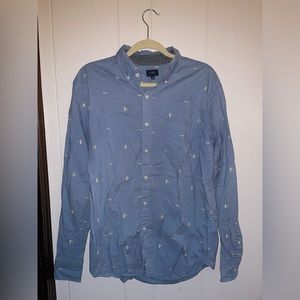 J. Crew Men’s Large Planes Long Sleeve Button Down Shirt Blue